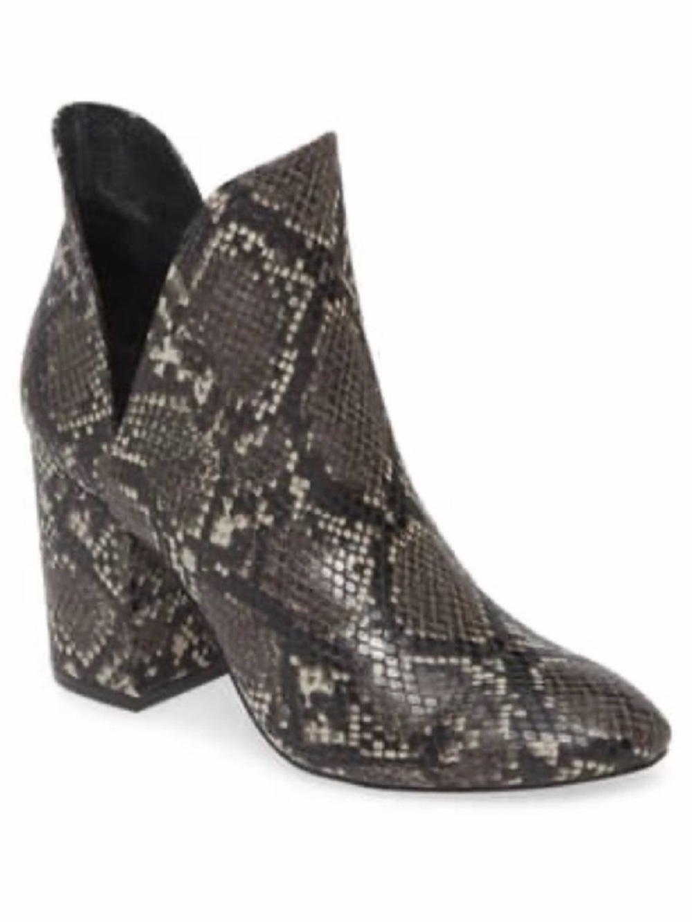 Steve Madden Snake-Print Ankle Boots in Black and Cream
